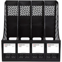 齐心(Comix)四联桌面文件框四栏带标签稳固耐用文件栏/文件筐/资料框办公用品灰色B2174