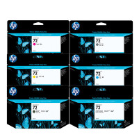 惠普72号原装墨盒适用绘图仪T790 T795 T1300 T2300系列打印机墨盒 72墨盒6色套装