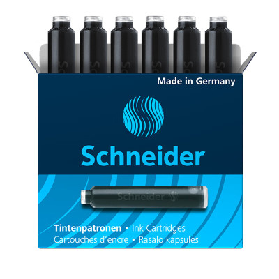 施耐德(Schneider)钢笔墨囊墨水胆非碳素不堵笔德国进口欧标钢笔适用黑色3盒/18支装6601