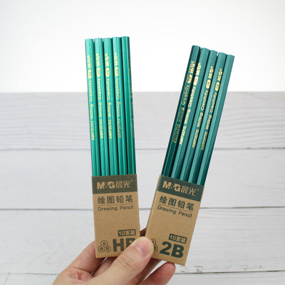 晨光(M&G)文具2B六角木杆铅笔学生经典绿杆考试涂卡铅笔美术素描绘图木质铅笔AWP35715 20支装