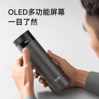 华为智选哈尔斯智能保温杯440ML男女士水杯家用茶杯杯子旋盖款水杯黑色