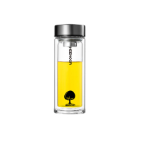 希诺(HEENOOR)玻璃杯双层男女士商务办公室泡茶杯便携过滤水杯子XN-6701265ml