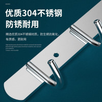 梦庭304不锈钢挂钩浴室免打孔挂衣钩卫生间强力门后衣服挂排钩厨房无痕挂衣架毛巾粘钩贴6钩