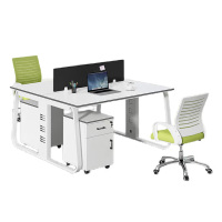 信京现代简约办公室职员工位员工办公桌长条桌椅组合 单人位+活动柜