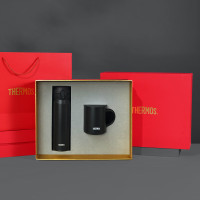 膳魔师(THERMOS) 保温杯高真空不锈钢男女士保温保冷车载弹盖水杯JNL-501/502/504 保温杯+马克杯黑黑