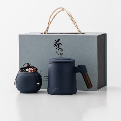 悟茗堂紫砂鎏金泡茶杯茶水分离杯高档礼盒装节日礼物新婚乔迁送礼