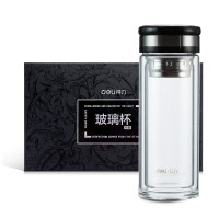 得力(deli)DL8988双层加厚玻璃杯(透明)(只)320ml