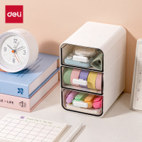 得力(deli)抽屉式桌面收纳盒办公室书桌居家整理文具神器化妆品置物架储物盒子 中号PK136