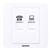 西门子电脑+电话插座 网络网线网口语音面板 远景系列雅白色 电脑+电话