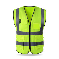 腾驰 反光背心防汛马甲反光衣交通骑行马甲反光衣环卫施工执勤安全服荧光网银条高亮 多口袋拉链定制款