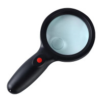 企采严选桌面夹台式放大镜带LED灯高清老人用多功能维修检验工作台灯 黑色OK98+擦镜布