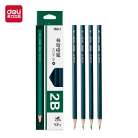 得力(deli)木之然系列2B/HB六角笔杆书写绘画素描铅笔 [2B-绿杆]12支/盒 HC188