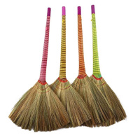 手工高粱苗植物芒花笤帚凤尾草扫把芦苇高粱扫帚定制 9960净色彩柄芒扫