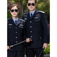 企采严选 A01 保安服执勤服夹克拉链西服春秋套装银行物业工作服长袖保安服 藏青黑西服款套装 套