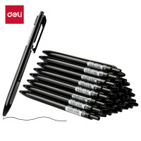 得力(deli)0.7mm英文专用低粘度圆珠笔 迷你头中油笔侧按款36支/盒DL-S304黑