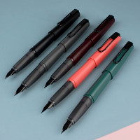 英雄(HERO)钢笔礼盒 H1219铱金笔 浅红黑夹 两用书法练字硬笔