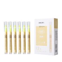 得力(deli)黄色醒目荧光笔 学生考试复习划重点笔 办公分类标记水性记号笔 12支 S731黄色