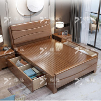 臻远ZY-SMC-72现代简约实木床双人床 1.8米抽屉高箱
