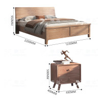 臻远 简约白蜡木实木床原木风单人床1.2米含两个床头柜 ZY4022716.