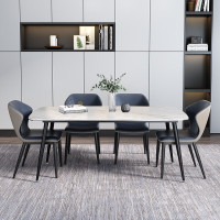 岩板餐桌椅组合 (一桌四蓝皮椅)130*80*75cm