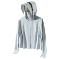 三极TP1845女款遮脸大帽檐可拆卸皮肤衣L-XL浅银灰/浅月兰/冰雾粉/霜云白拼藕粉/霜云灰拼浅蓝灰/白色