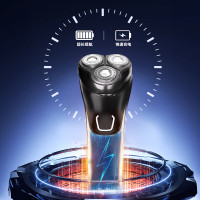 奔腾(POVOS)剃须刀电动刮胡刀全身水洗智能快充LED屏显三刀头家用胡须刀 PW828