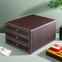 企采严选 桌面文件柜办公室PU皮革加厚多层组合资料柜桌面抽屉式置物架储物盒