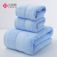 洁丽雅(Grace)6733 毛巾套装纯棉亲肤素色 三件套组合 浴巾*1毛巾*1方巾*1 红色