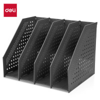 得力78996可折叠四联文件框 办公室桌面多层资料架子 拉伸式便捷安装文件架 浅灰单个装