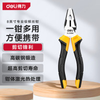 得力(deli)包胶手柄钢丝钳子老虎钳子多功能钳平口钳剪线钳8英寸