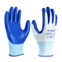 星宇 浸胶劳保手套 丁腈系列耐磨耐油耐酸碱胶皮挂胶白纱蓝经典款 N518