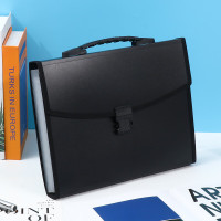 风琴包多层手提文件夹A4 13格黑色磨砂款插扣款可装500多张