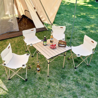 尚烤佳(Suncojia)户外便携桌椅套装 露营野餐桌椅 蛋卷桌 可折叠桌椅套装 五件套/