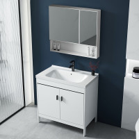 落地式陶瓷一体洗漱池阳台小户型洗手台洗脸盆柜组合 珍珠白60*47CM