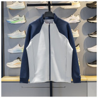 李宁 男子针织外套 立领开衫无帽卫衣 夜航蓝/水滴灰