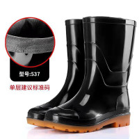 中筒雨鞋男 防水鞋胶鞋耐磨户外雨天不易滑雨靴 升级牛筋底-黑色中筒-筒高25cm