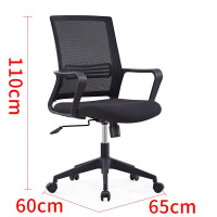 兰冉 职员椅电脑椅可升降转椅家用背靠网布椅办公椅子 黑色-尼龙脚