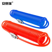 安赛瑞 气管气动软管弹簧管PU汽管空压机管气泵气管螺旋风管 10x6.5mm(15米) 蓝色橘色随机发 450265