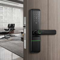 铁将军室内门指纹锁办公室双开门智能密码锁公寓锁APP遥控电子锁 钢琴黑