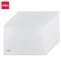 得力10只A4加厚透明文件袋 按扣资料袋 5501A透明