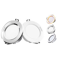 欧普(OPPLE)LED筒灯照明嵌入式客厅天花灯过道5w孔灯7w9银白三色变光 金边款-三色变光 5W