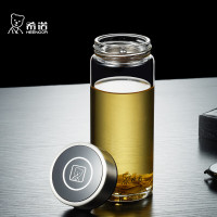 希诺单层玻璃杯男家用商务办公泡茶杯子便携车载水杯XN-6191 410mL