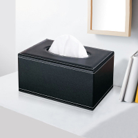 办公商务桌面笔筒收纳盒 方形皮革纸巾盒 小号抽纸盒 5036A