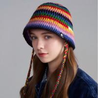 Kenmont 绵羊毛手编条纹渔夫帽2025新款大头围女秋冬毛线帽可折叠盆帽9576