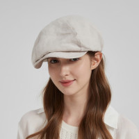 Kenmont 亚麻贝雷帽女复古画家帽2025新款大头围时尚前进帽秋冬5300