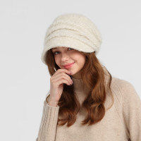 Kenmont 日系显脸小鸭舌贝雷帽女秋冬防静电粗保暖毛线针织帽km-5174