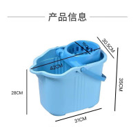 塑料拖把桶带提手家用一拖净免手洗甩干脱水墩布桶拖布带轮墩布桶 蓝色018地拖桶17L*加厚耐用