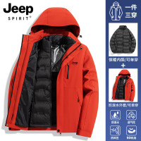 吉普(JEEP)冲锋衣防风防水外套 男女同款[羽绒内胆]