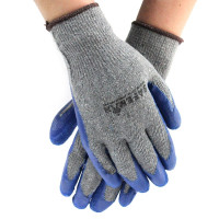 君御 7112纱线皱纹挂胶手套(灰纱蓝)*1打 12副/打 灰色 均码