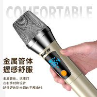 先科OK-123无线麦克风一拖二U段可调频演讲家用K歌金属防啸叫话筒